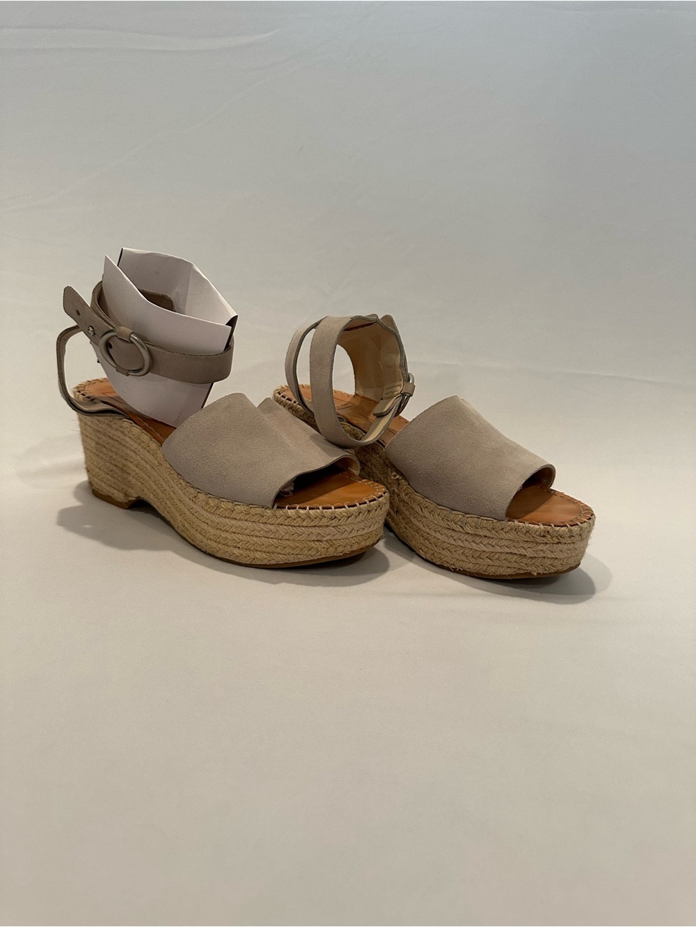 Dolce Vita Taupe Espadrille Platform Sandals with Ankle Strap